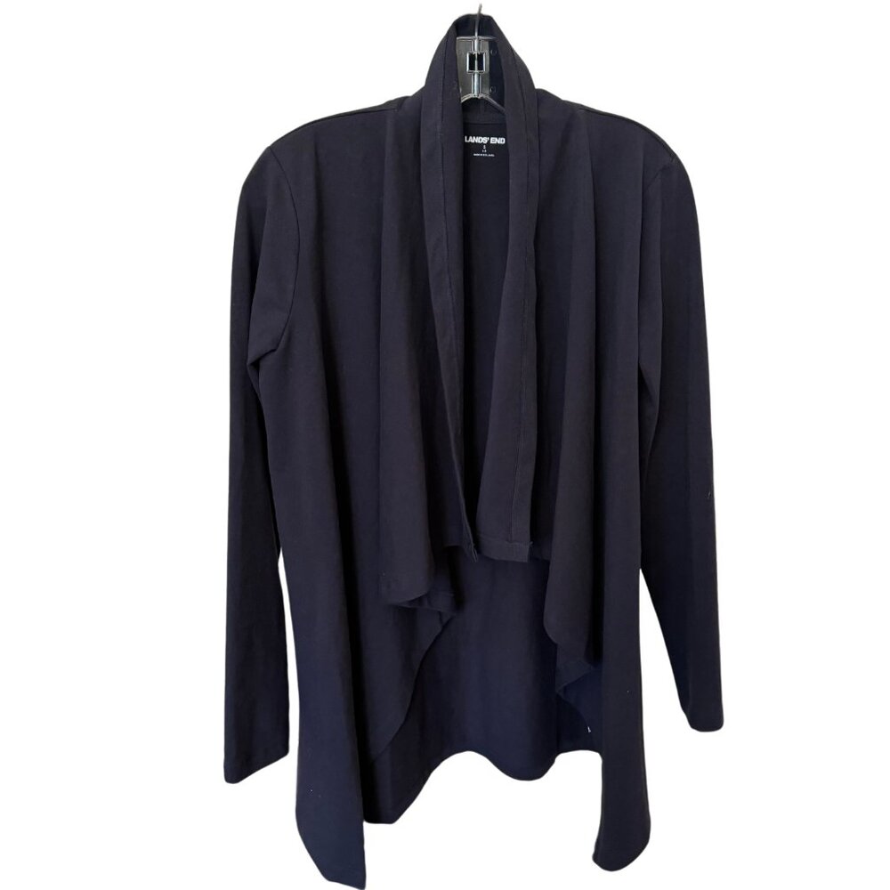 Lands' End Starfish Drape Open Front Cardigan True Navy Small NWOT